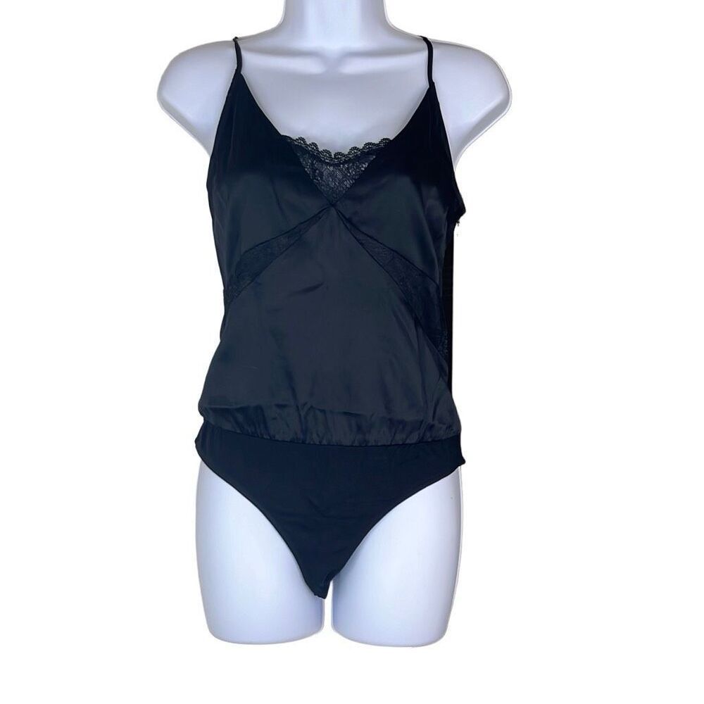 PAIGE Black Lace Trim Bodysuit